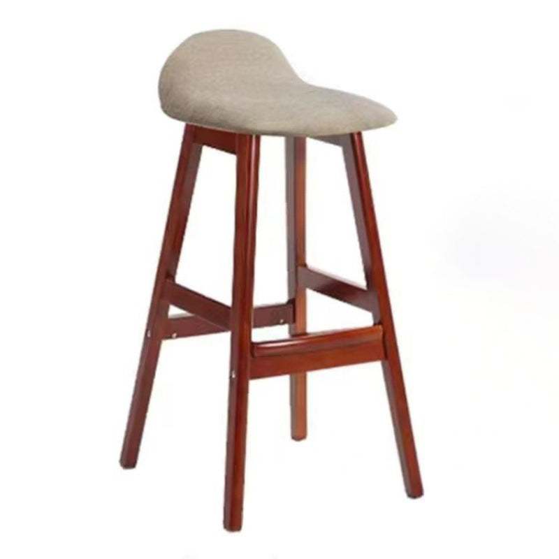 Contemporary Scandinavian Oval Cushion Rubberwood Bar Stool Backrest For Dining Room