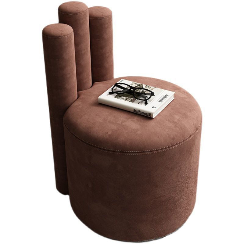 Modern Luxury Cylinder Solid Wood Velvet Iron Vanity Stool Backrest For Bedroom