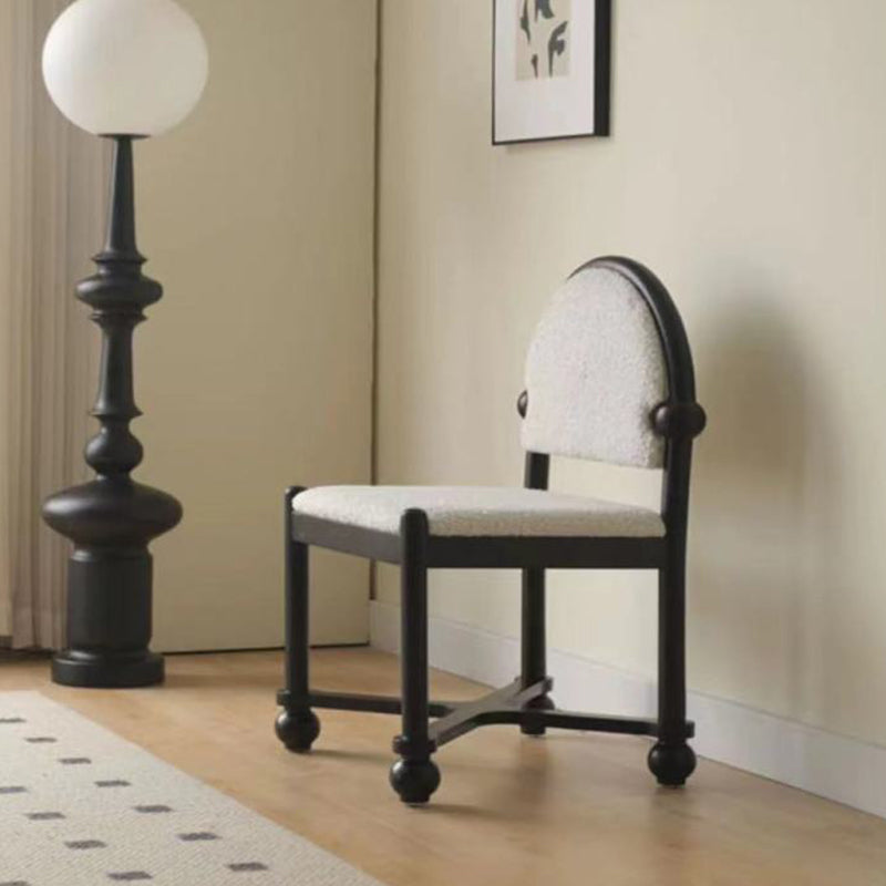 Traditional Vintage Semicircular Back Solid Wood Lambswool Vanity Stool Backrest For Bedroom