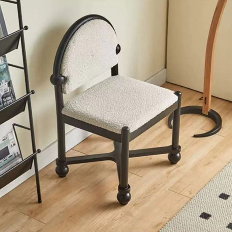 Traditional Vintage Semicircular Back Solid Wood Lambswool Vanity Stool Backrest For Bedroom