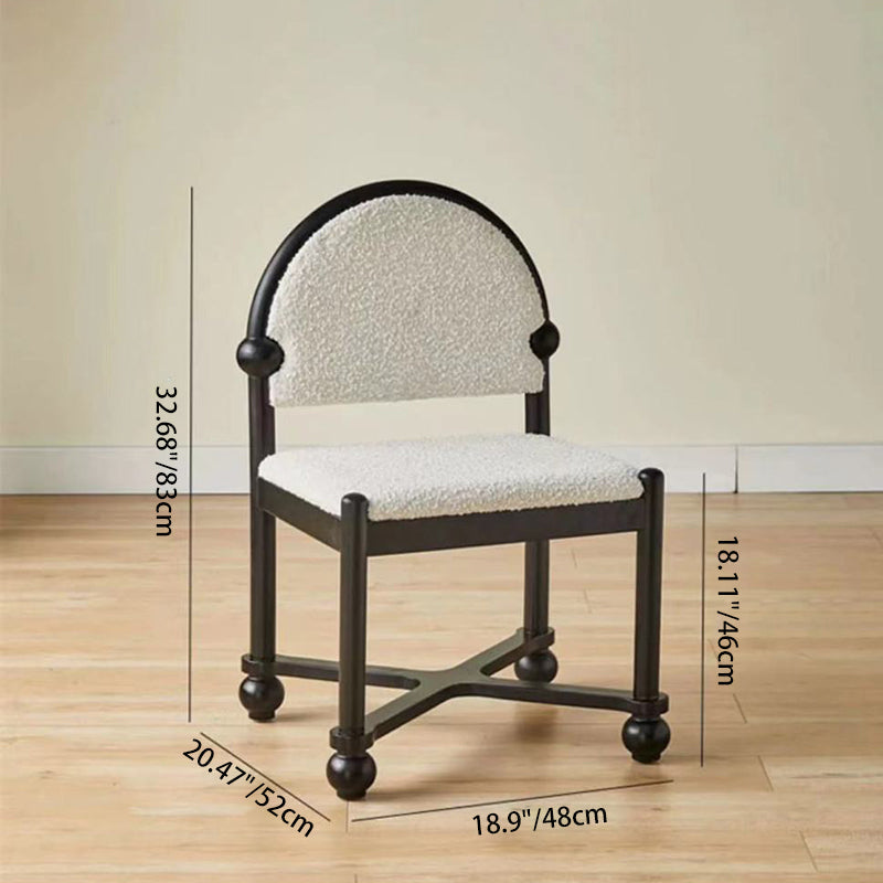 Traditional Vintage Semicircular Back Solid Wood Lambswool Vanity Stool Backrest For Bedroom