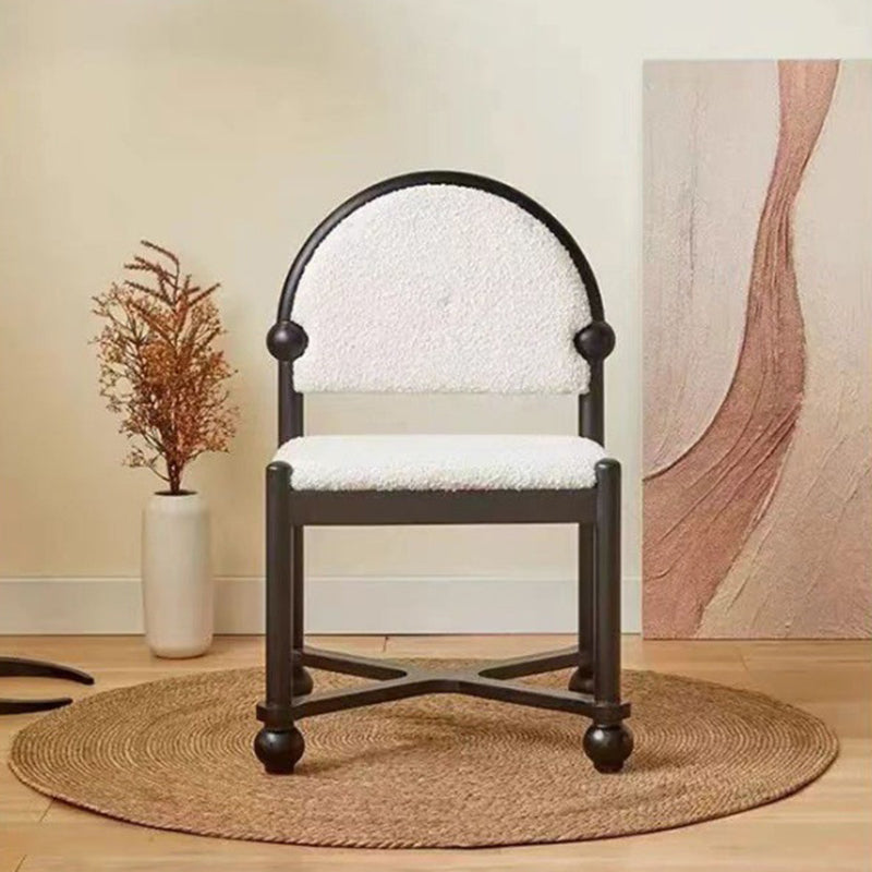 Traditional Vintage Semicircular Back Solid Wood Lambswool Vanity Stool Backrest For Bedroom