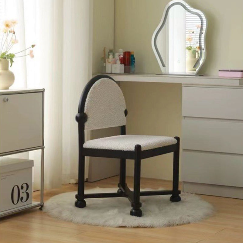 Traditional Vintage Semicircular Back Solid Wood Lambswool Vanity Stool Backrest For Bedroom
