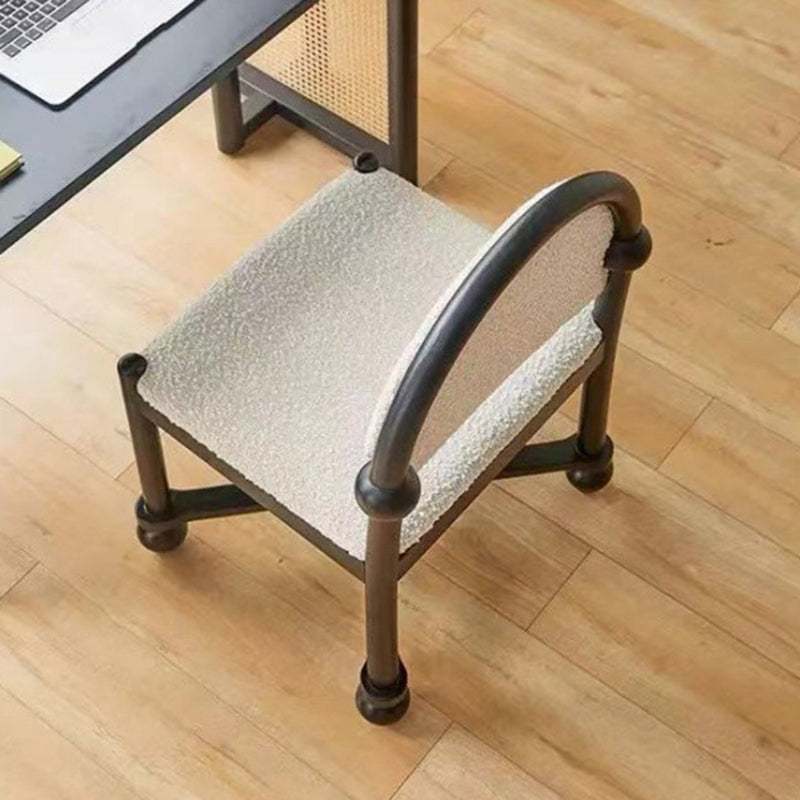 Traditional Vintage Semicircular Back Solid Wood Lambswool Vanity Stool Backrest For Bedroom