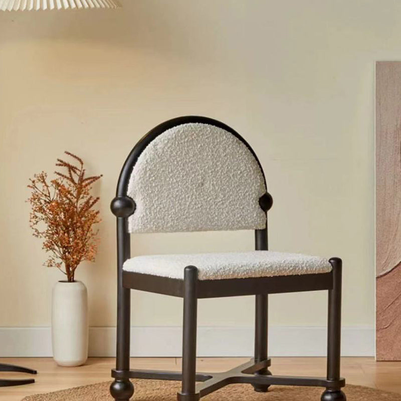 Traditional Vintage Semicircular Back Solid Wood Lambswool Vanity Stool Backrest For Bedroom