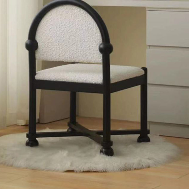 Traditional Vintage Semicircular Back Solid Wood Lambswool Vanity Stool Backrest For Bedroom
