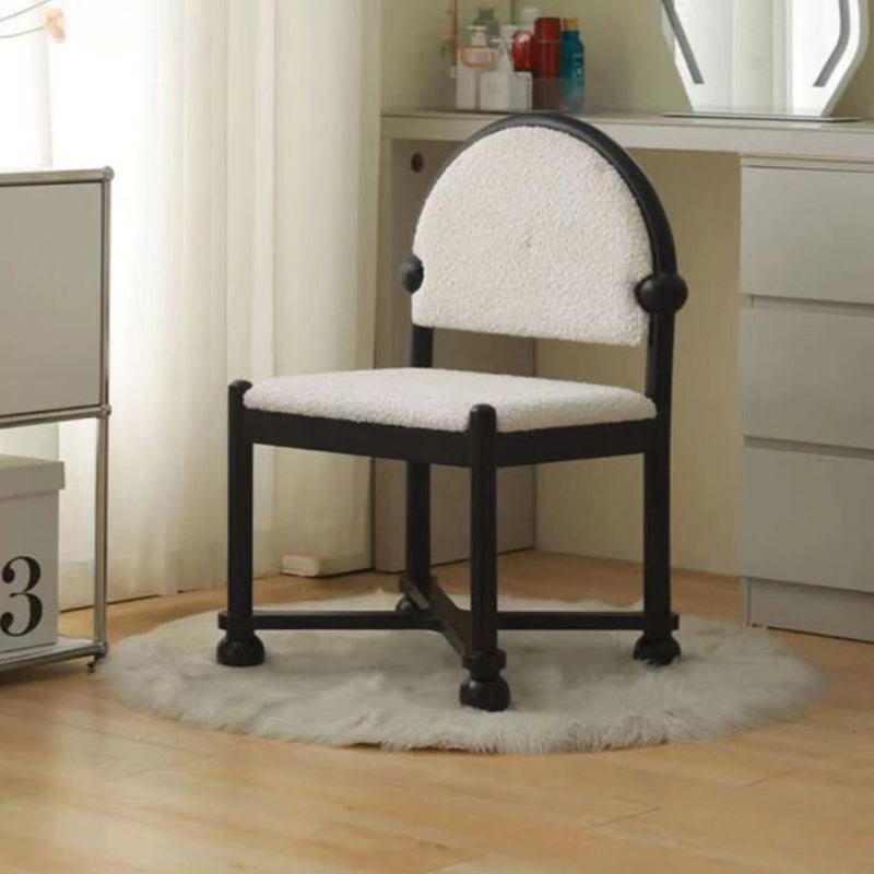 Traditional Vintage Semicircular Back Solid Wood Lambswool Vanity Stool Backrest For Bedroom