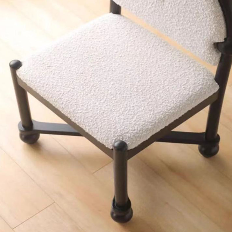 Traditional Vintage Semicircular Back Solid Wood Lambswool Vanity Stool Backrest For Bedroom
