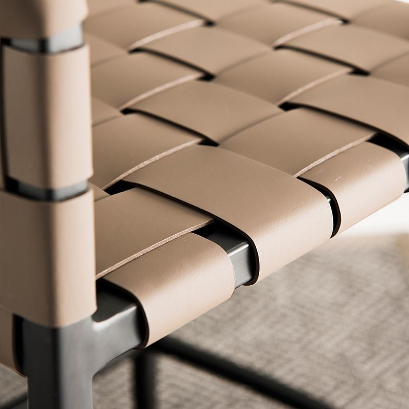 Contemporary Scandinavian Square Saddle Leather Metal Bar Stool Backrest For Dining Room