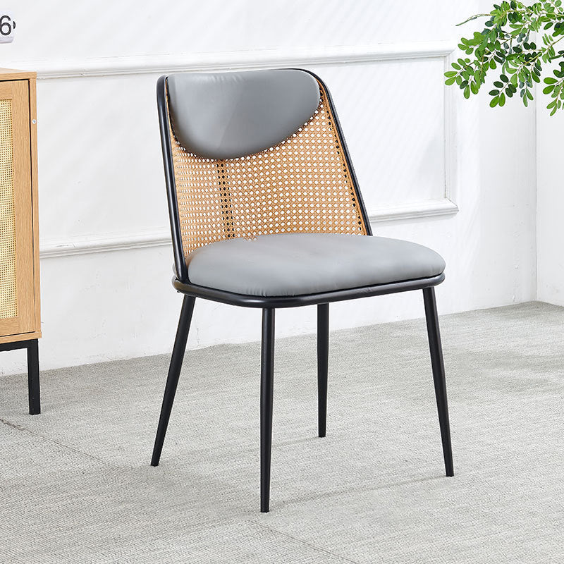 Contemporary Coastal Trapezoid Backrest Nappa Leather Metal Sponge Backrest For Dining Room