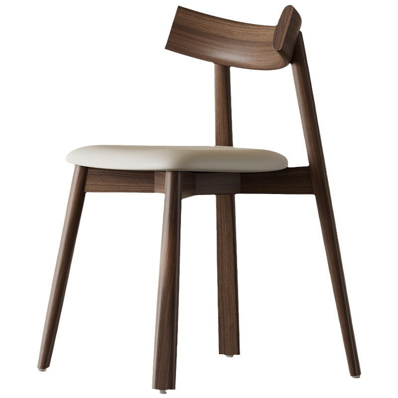 Modern Mid-Century Curve Back Solid Wood Microfiber Leather Dining Chair Backrest For Dining Room