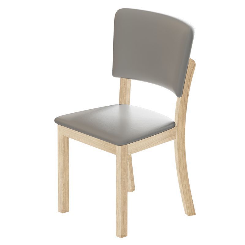 Modern Minimalist Rectangular Rubberwood Leather Sponge Dining Chair Backrest Armless for Dining Room
