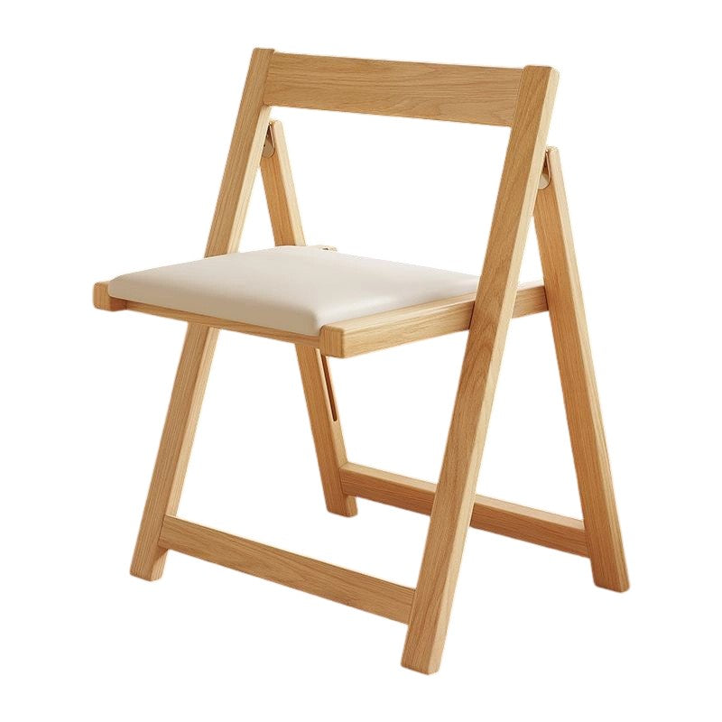 Contemporary Nordic Rectangular Rubberwood Microfiber Leather Sponge Foldable Dining Chair Backrest Armless For Dining Room