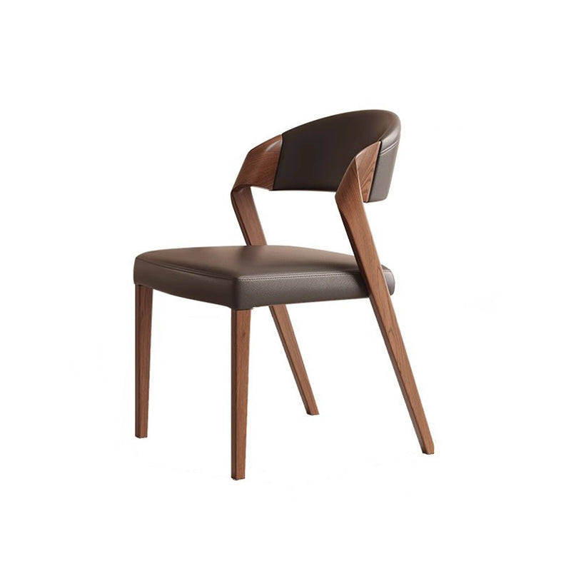 Contemporary Scandinavian Arc Ash Wood Microfiber Leather Sponge Dining Chair Backrest Armless For Dining Room