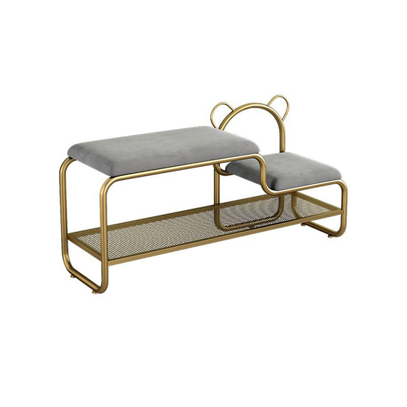 Contemporary Scandinavian Iron Velvet Rectangular Bear Kids Shoe Bench Armless For Entryways