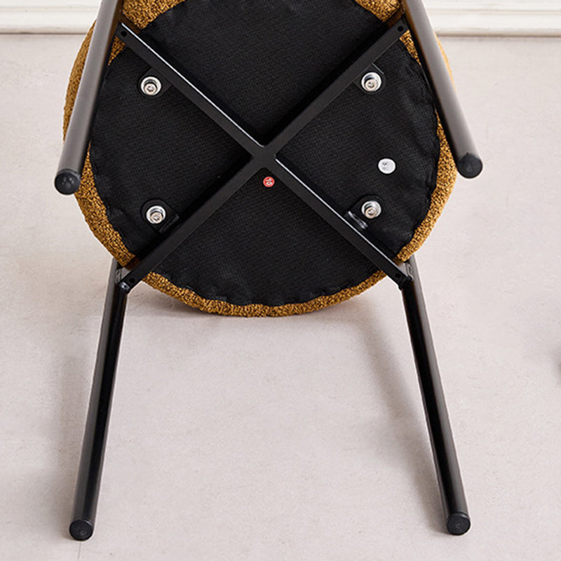 Contemporary Scandinavian Iron Cotton Linen Round Vanity Stool Armless For Bedroom