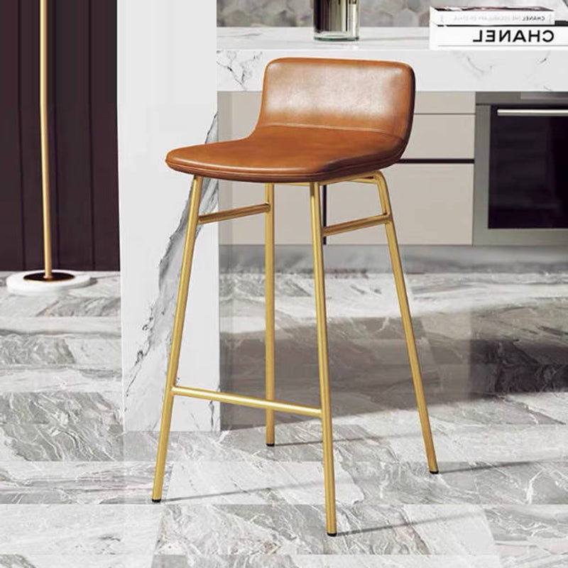 Contemporary Scandinavian Iron PU Leather Square Bar Stool Backrest Armless For Dining Room & Kitchen