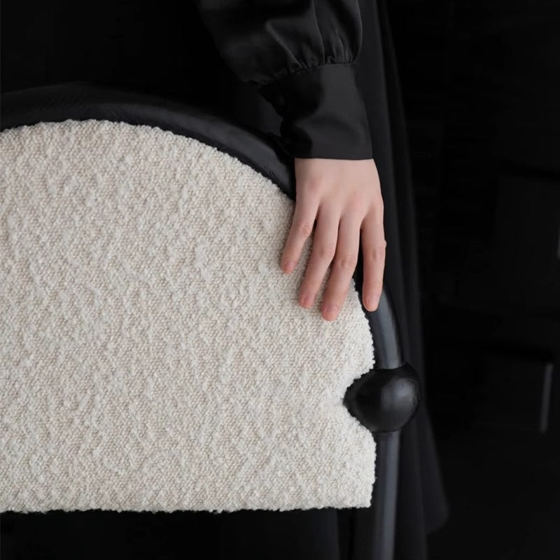 Traditional French Ash Wood Lambswool Sponge Square Vanity Stool Backrest Armless For Bedroom