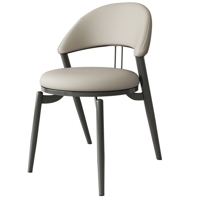 Contemporary Scandinavian Curved Round Leather Iron Dining Chair Backrest For Dining Room