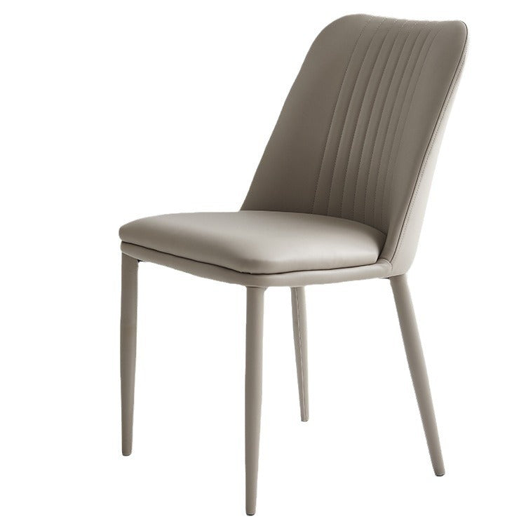 Modern Minimalist Rectangle Distressed Microfiber Leather Carbon Steel Dining Chair Backrest For Dining Room