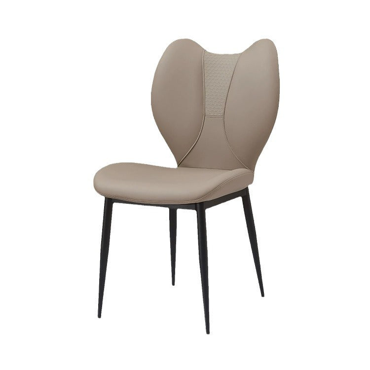 Contemporary Scandinavian Curved Arc Square PU Leather Metal Dining Chair Backrest Armless For Dining Room