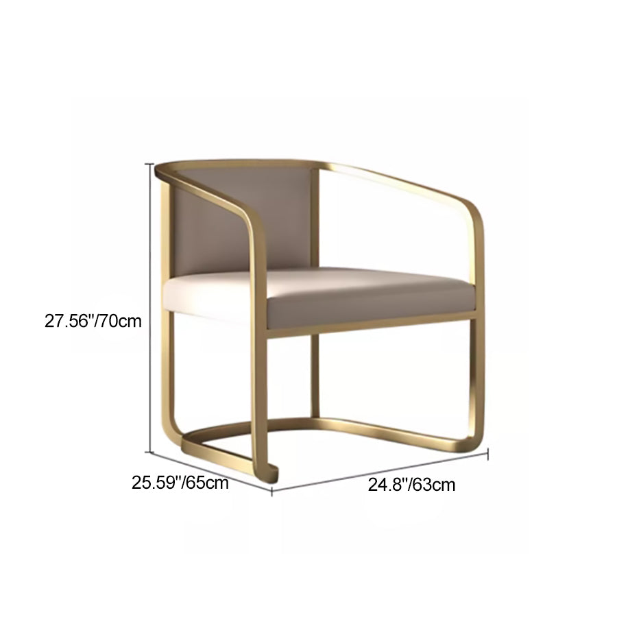 Contemporary Scandinavian Square Round Half Wrap Microfiber Leather Stainless Steel Dining Chair Backrest Armrest For Dining Room