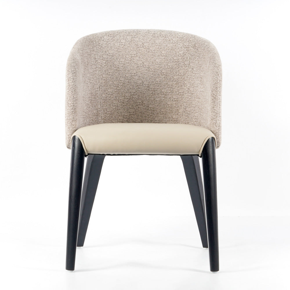 Contemporary Scandinavian Curved Square Fabric Solid Wood Dining Chair Backrest Armless For Dining Room