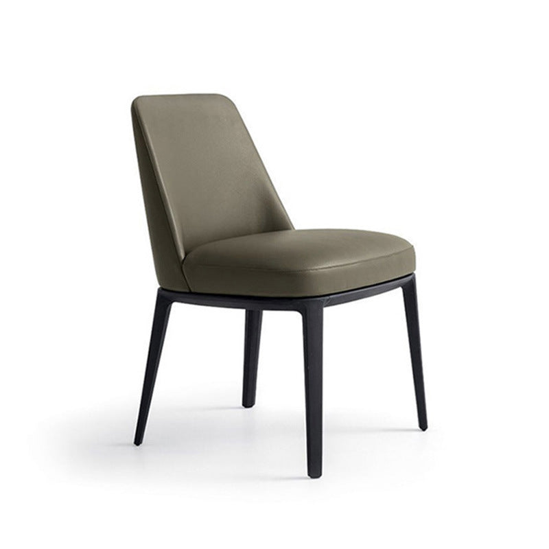 Contemporary Scandinavian Square Trapezoidal Artificial Leather Solid Wood Dining Chair Backrest Armless For Dining Room