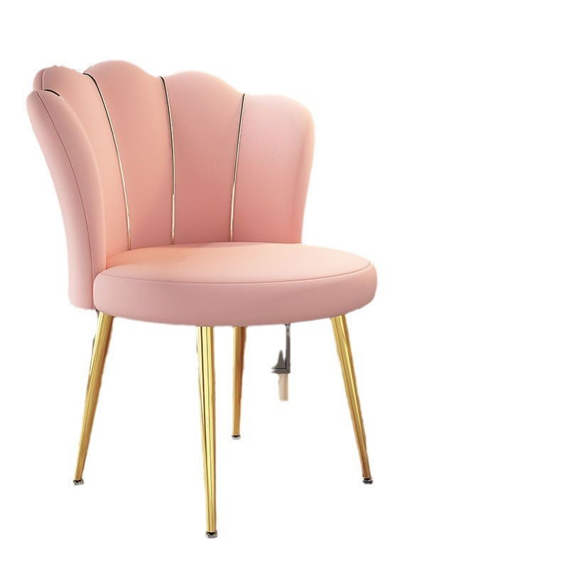 Contemporary Scandinavian Velvet Iron Sponge Latex Round Shell Vanity Stool Backrest For Bedroom