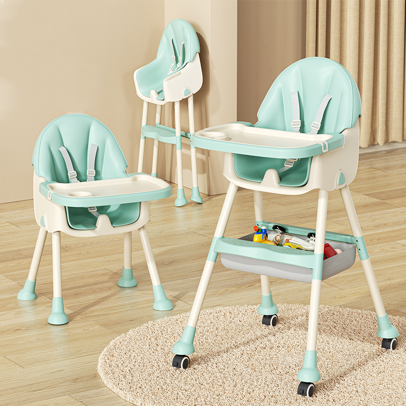 Modern Simplicity Kids Faux Leather PP Steel Pyramid Structure Dining Chair Adjustable Foldable For Dining Room