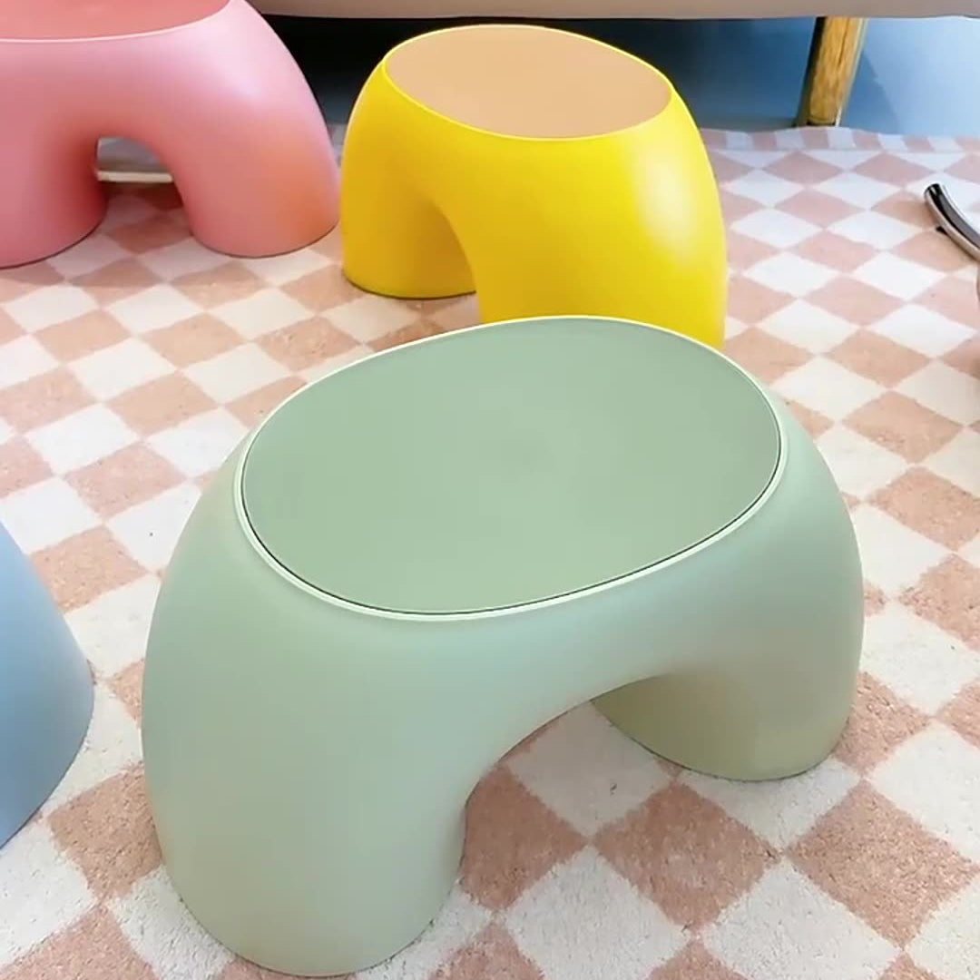 Modern Minimalist Kids Rainbow Shape PP Plastic Low Stool For Living Room