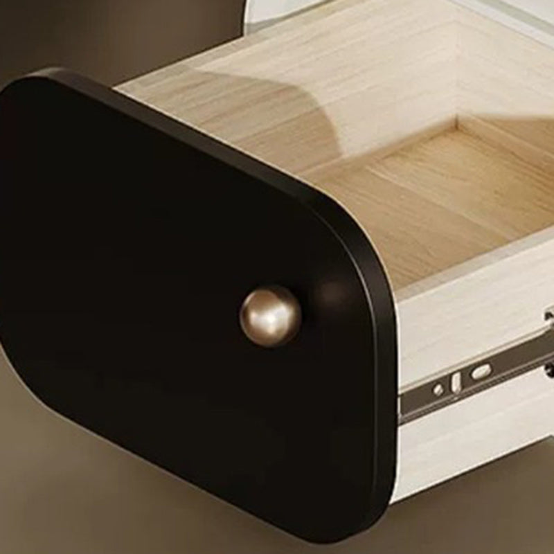 Contemporary Nordic Eco Lacquered High-Density Board Rectangular 2-Drawer Nightstand With Rotating Design For Bedroom