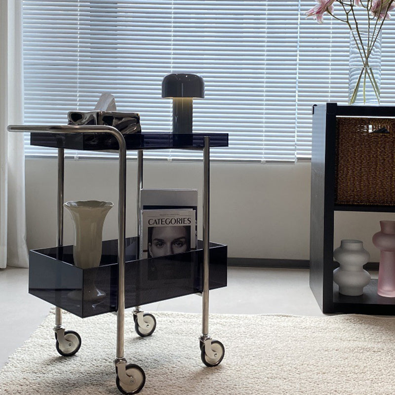 Modern Minimalist Acrylic Metal Rectangular Side Table 2-Tier For Living Room And Bedroom