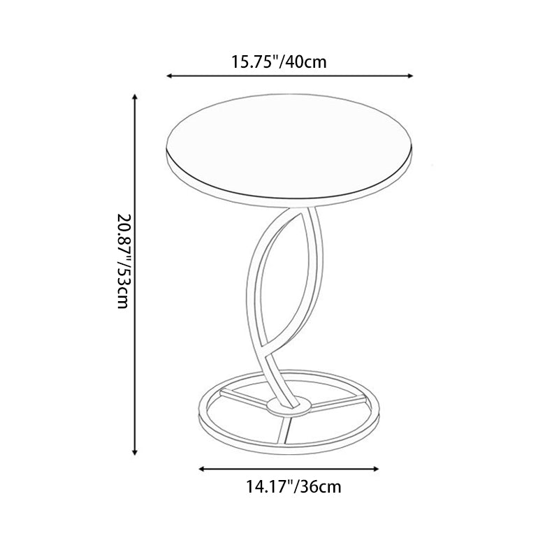 Modern Minimalist Rock Slab & Iron Round Side Table For Living Room & Bedroom