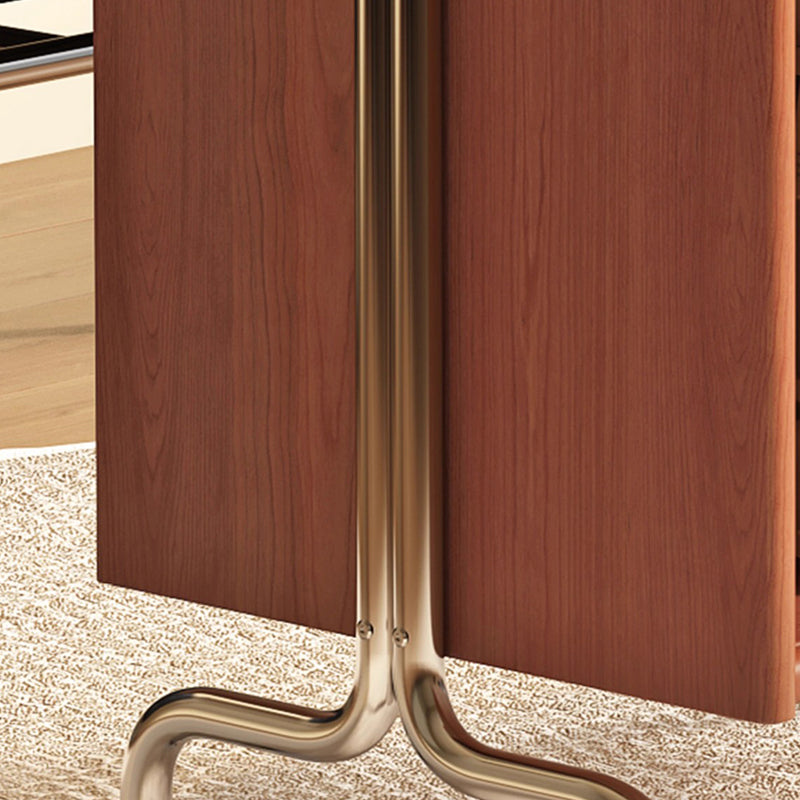 Contemporary Nordic Wood, Stainless Steel & Glass Rectangular Foldable Rotating Side Table With 3-Storage For Living Room & Bedroom