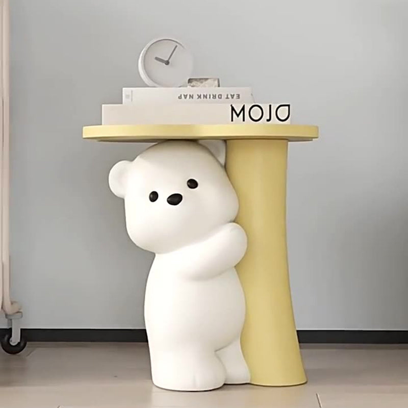 Contemporary Creative Resin Bear-Shaped Side Table For Bedroom & Living Room Decor