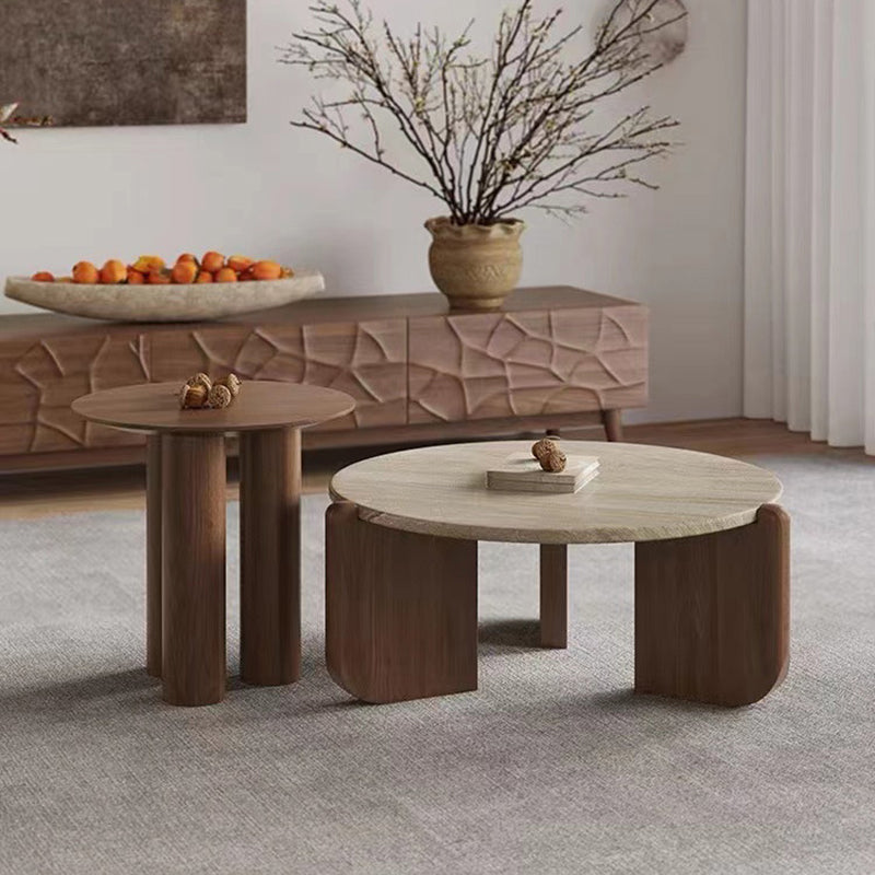 Traditional Vintage Solid Wood Round Side Table For Living Room & Bedroom