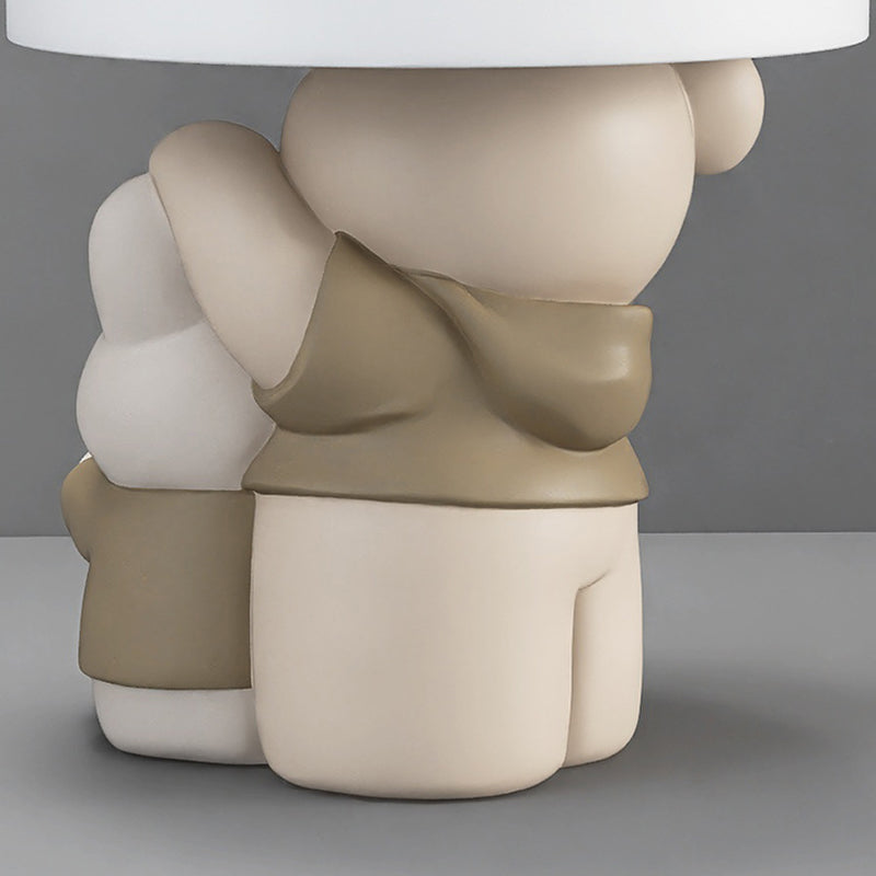 Contemporary Creative Resin Bear & Bunny Base Round Side Table For Living Room & Bedroom