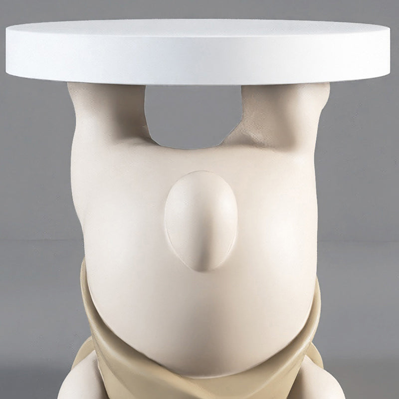 Contemporary Creative Resin Bear Base Round Side Table For Bedroom And Living Room