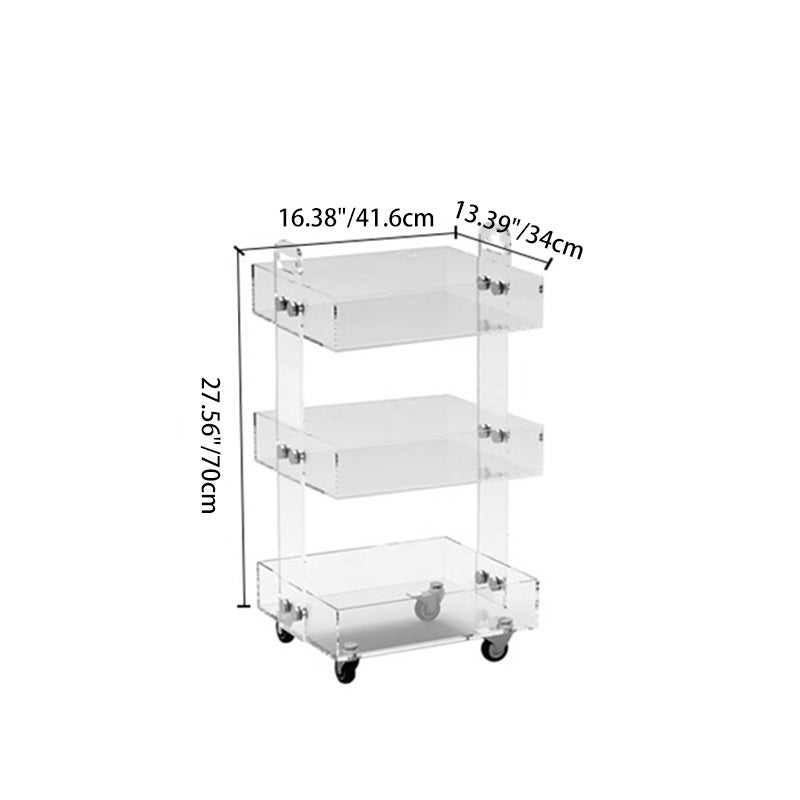 Modern Minimalist Acrylic Rectangular Side Table With 2/3-Tier Storage For Bedroom & Living Room