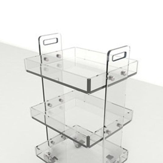 Modern Minimalist Acrylic Rectangular Side Table With 2/3-Tier Storage For Bedroom & Living Room