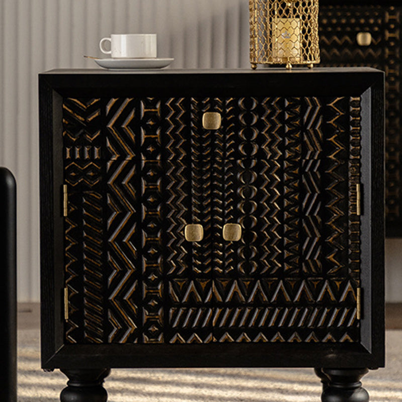 Traditional Vintage Solid Wood Square Nightstand With 1-Drawer For Bedroom & Living Room