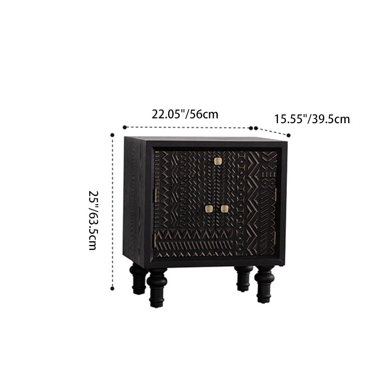 Traditional Vintage Solid Wood Square Nightstand With 1-Drawer For Bedroom & Living Room