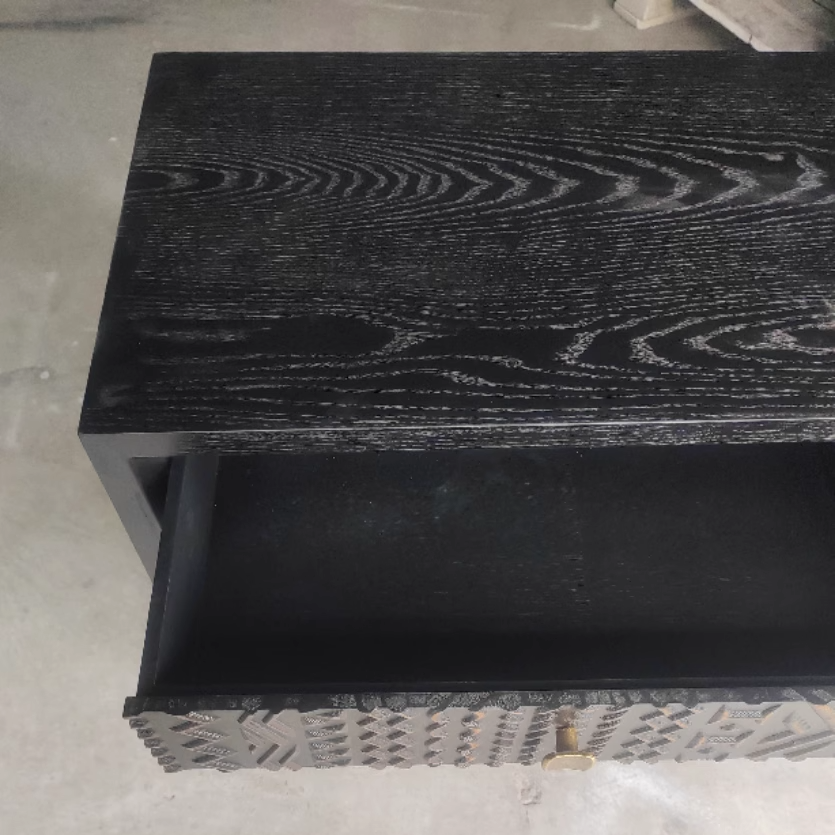 Traditional Vintage Solid Wood Square Nightstand With 1-Drawer For Bedroom & Living Room