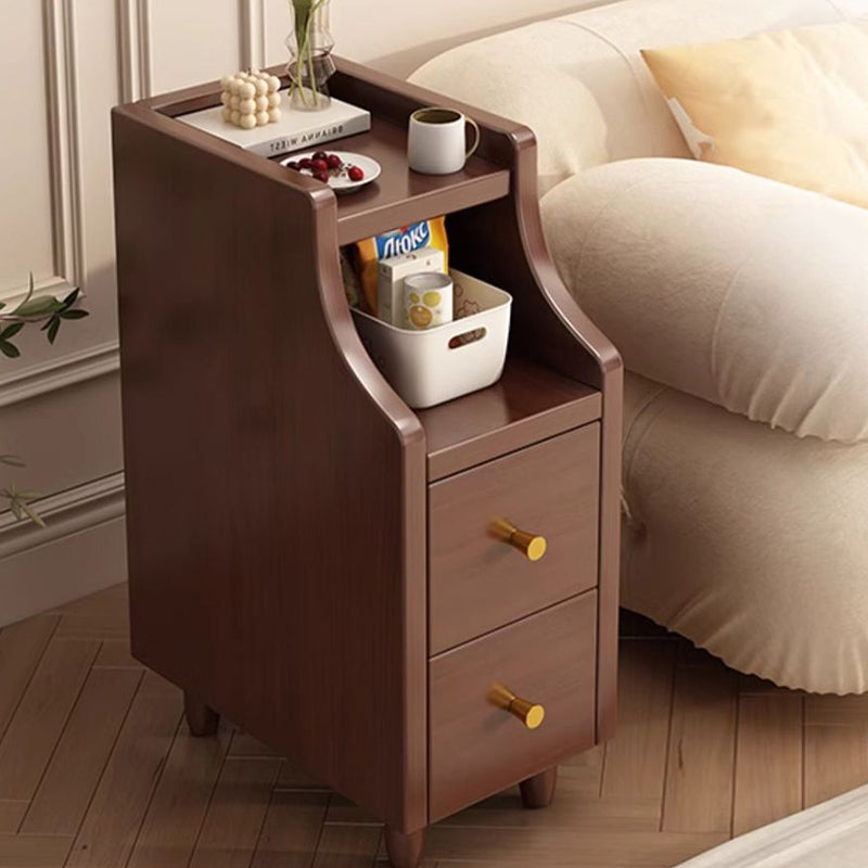 Modern Minimalist Solid Wood Eco-board Rectangular Nightstand With 2 Drawers For Bedroom & Living Room