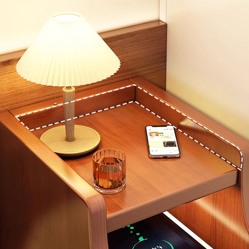 Modern Minimalist Solid Wood Eco-board Rectangular Nightstand With 2 Drawers For Bedroom & Living Room