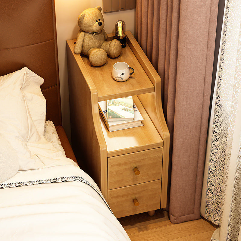 Modern Minimalist Solid Wood Eco-board Rectangular Nightstand With 2 Drawers For Bedroom & Living Room