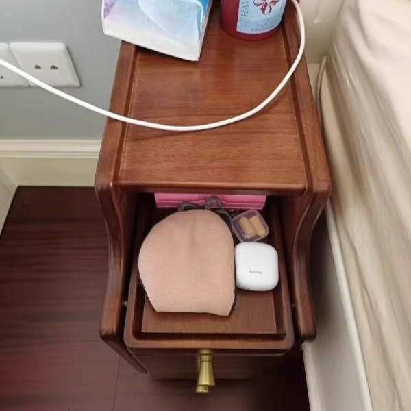Modern Minimalist Solid Wood Eco-board Rectangular Nightstand With 2 Drawers For Bedroom & Living Room