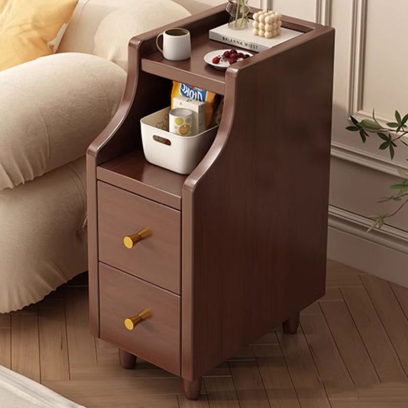 Modern Minimalist Solid Wood Eco-board Rectangular Nightstand With 2 Drawers For Bedroom & Living Room