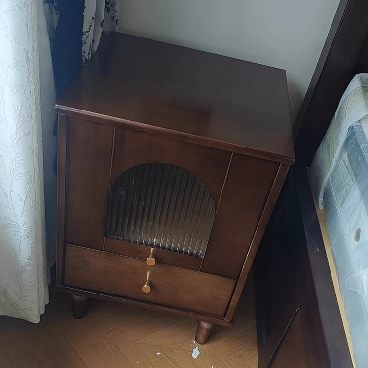 Traditional Vintage Wood Rectangular Nightstand With 1-Drawer For Bedroom & Living Room